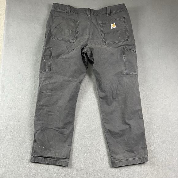 Carhartt Pants Mens 42X29 Gray Double Knee Workwear Grunge Distressed Jeans - Picture 7 of 13